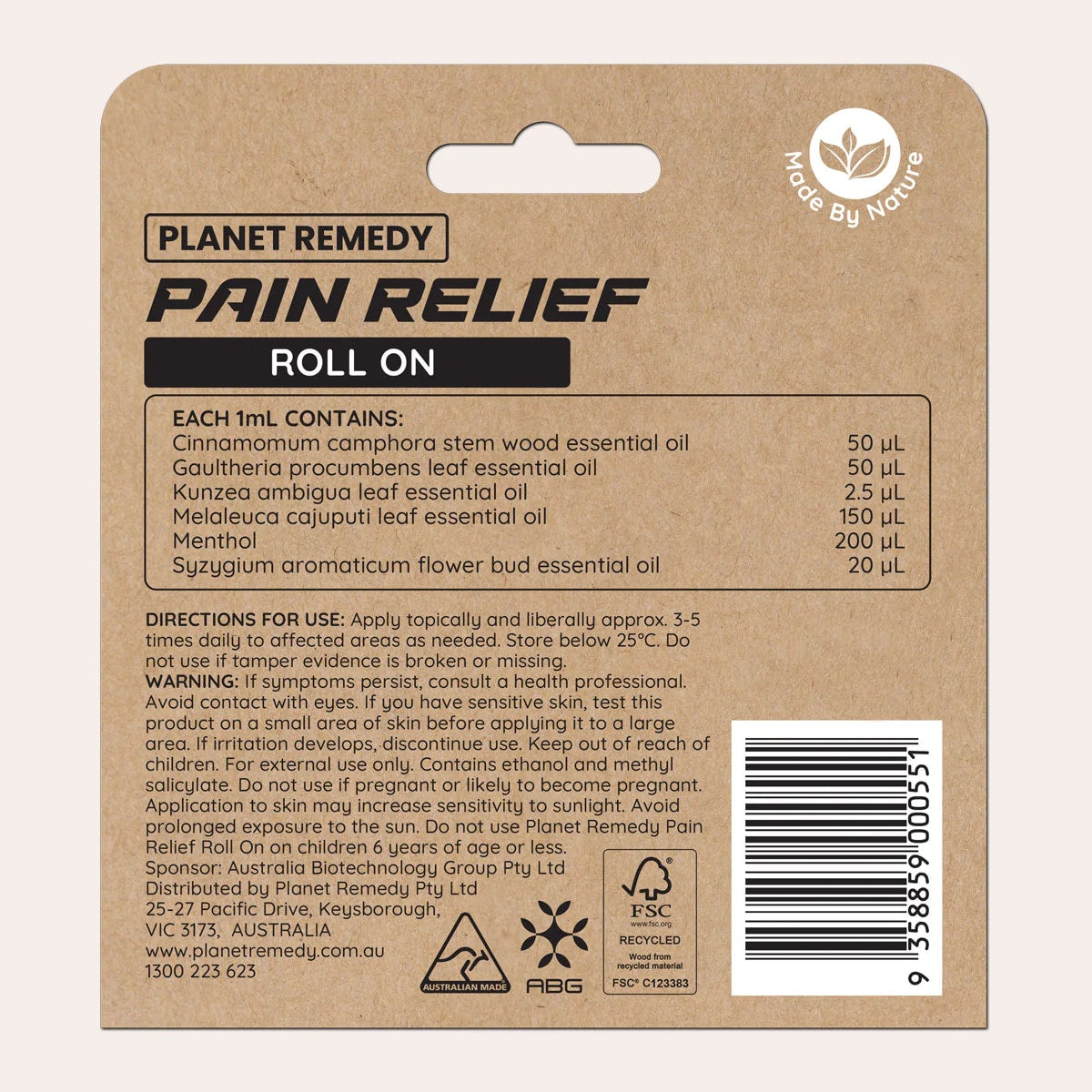 Planet Remedy Planet Remedy Pain Relief (Relieve Muscle Soreness) Roll On 8ml