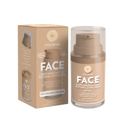 Little Urchin LITTLE URCHIN FACE LIGHT/MEDIUM TINT NATURAL SUNSCREEN SPF 50+ PUMP 50G
