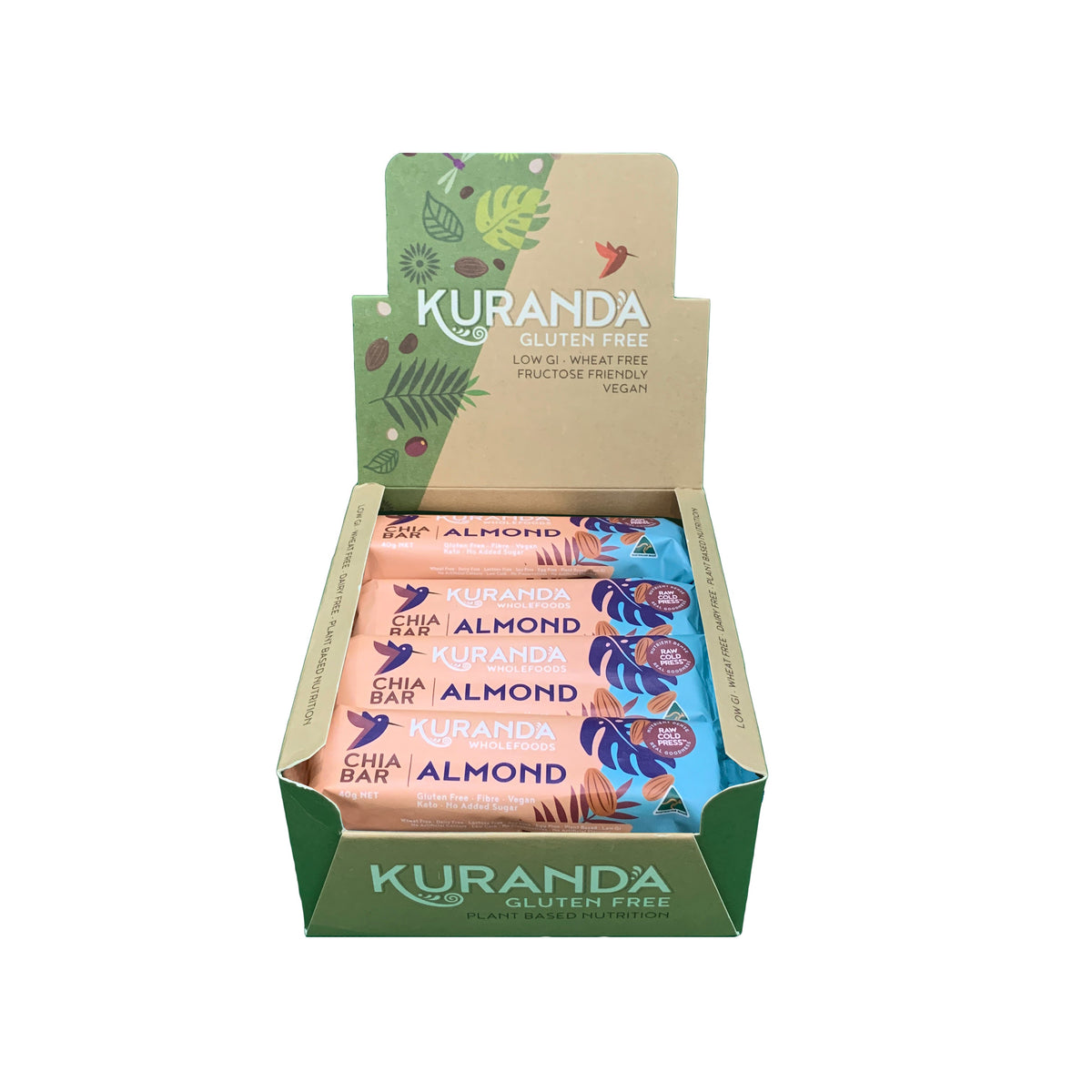 Kuranda Wholefoods Gluten Free Chia Bars Chia & Almond 40g x 16 Display