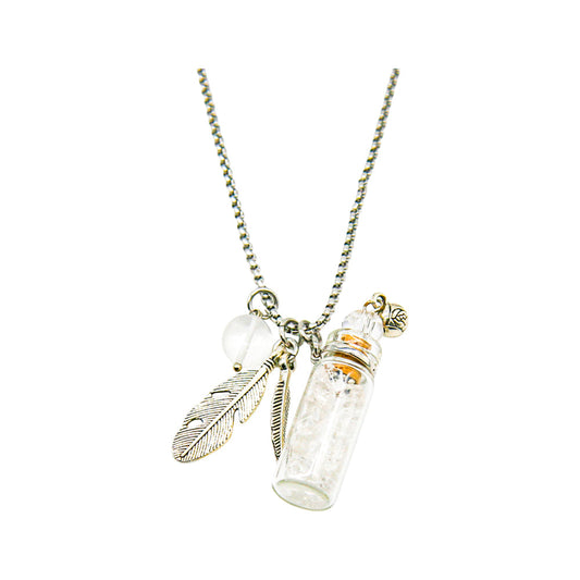 Amrita Court Aroma Necklace Crystal Bottle Clear Quartz + Purify Essential Oil Blend 10ml Pack SELL THROUGH