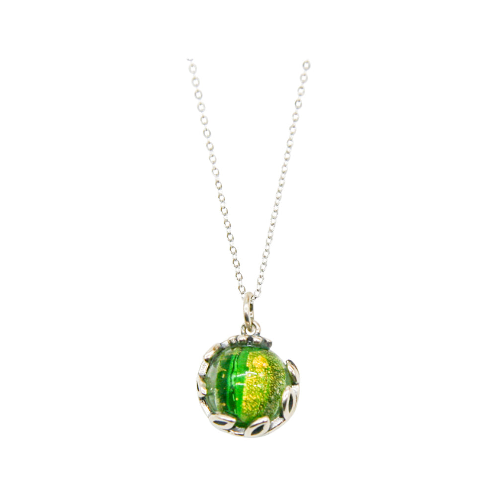 Amrita Court Aroma Necklace White Gold Planet Aurum Verdant (Golden Green) + Purify Essential Oil 10ml Pk SELL THROUGH