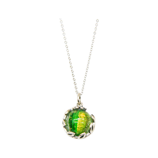 Amrita Court Aroma Necklace White Gold Planet Aurum Verdant (Golden Green) + Purify Essential Oil 10ml Pk SELL THROUGH