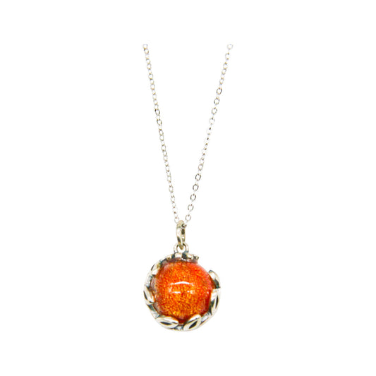 Amrita Court Aroma Necklace White Gold Planet Solstice Sunburst (Bright Red) + Purify Essential Oil 10ml Pk SELL THROUGH