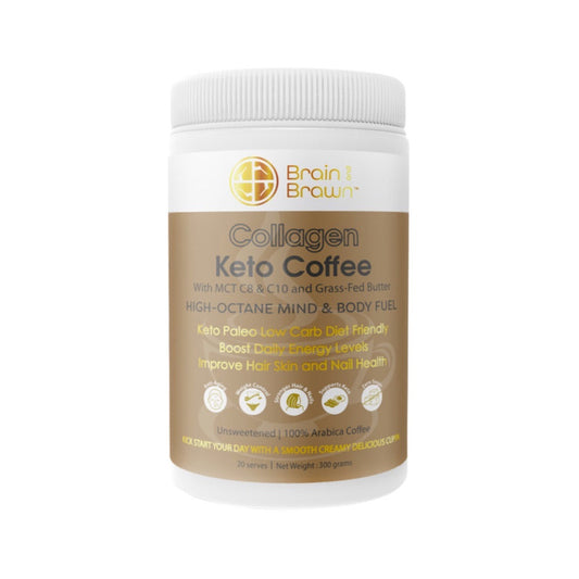 Brain Brawn Brain and Brawn Collagen Keto Coffee (with MCT C8 & C10 and Grass-Fed Butter) Unsweetened 300g