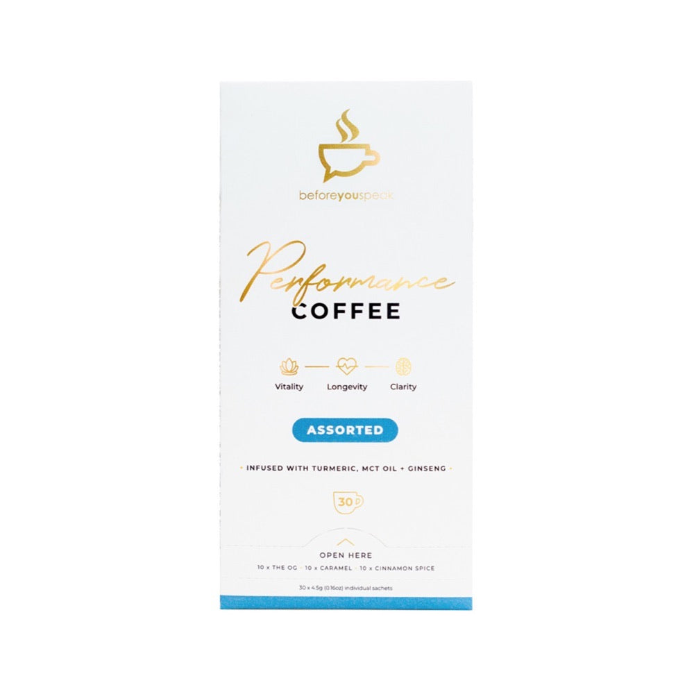 Beforeyouspeak Before You Speak Performance Coffee Assorted 4.5g x 30 Pack (contains: 10 x OG Caramel & Cinnamon Spice)