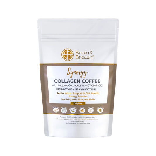 Brain Brawn Brain and Brawn Collagen Coffee Synergy (Organic Cordyceps & MCT C8 & C10) Sachets 15g x 7 Pack