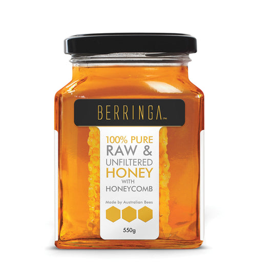 Berringa Berringa 100% Pure Raw & Unfiltered Honey with Honeycomb 525g