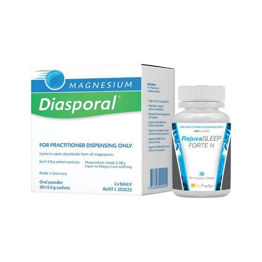 BIOPRACTICA SLEEP COMBO PACK (CONTAINS: MAGNESIUM DIASPORAL 5.5G X 20 SACHETS + REJUVASLEEP FORTE N 30T)