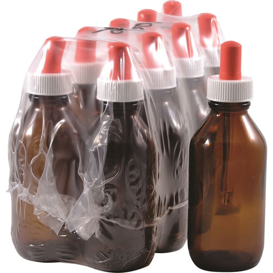 Bottle Glass Amber 100ml with Dropper 10 Pack