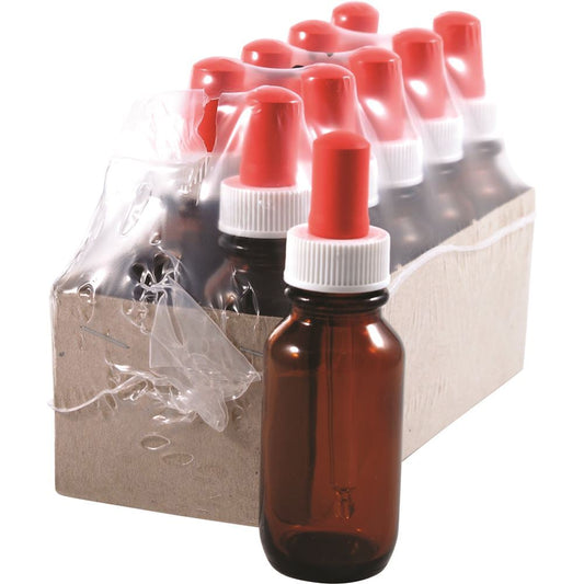 Bottle Glass Amber 25ml with Dropper 10 Pack