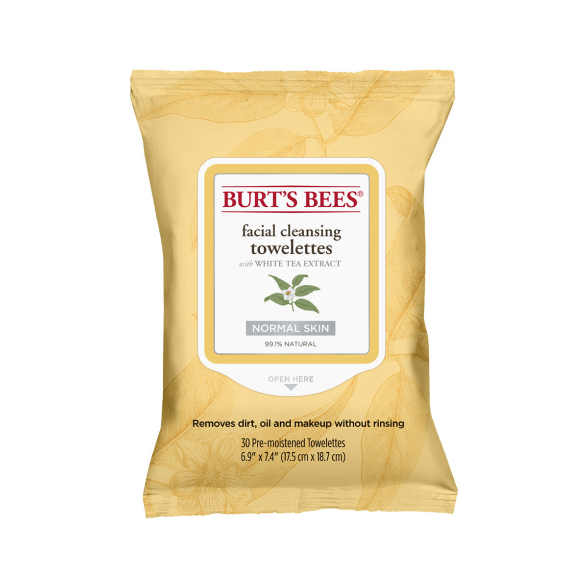 Burts Bees Burts Bees Facial Cleansing Towelettes Normal Skin (with White Tea Extract) x 30 Pack