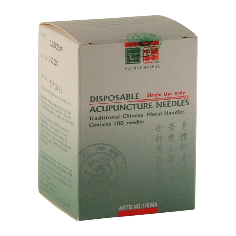 Cathay Herbal Acupuncture Cloud & Dragon Disposable Needles 0.20 x 25mm (with guide tube) x100 Pack