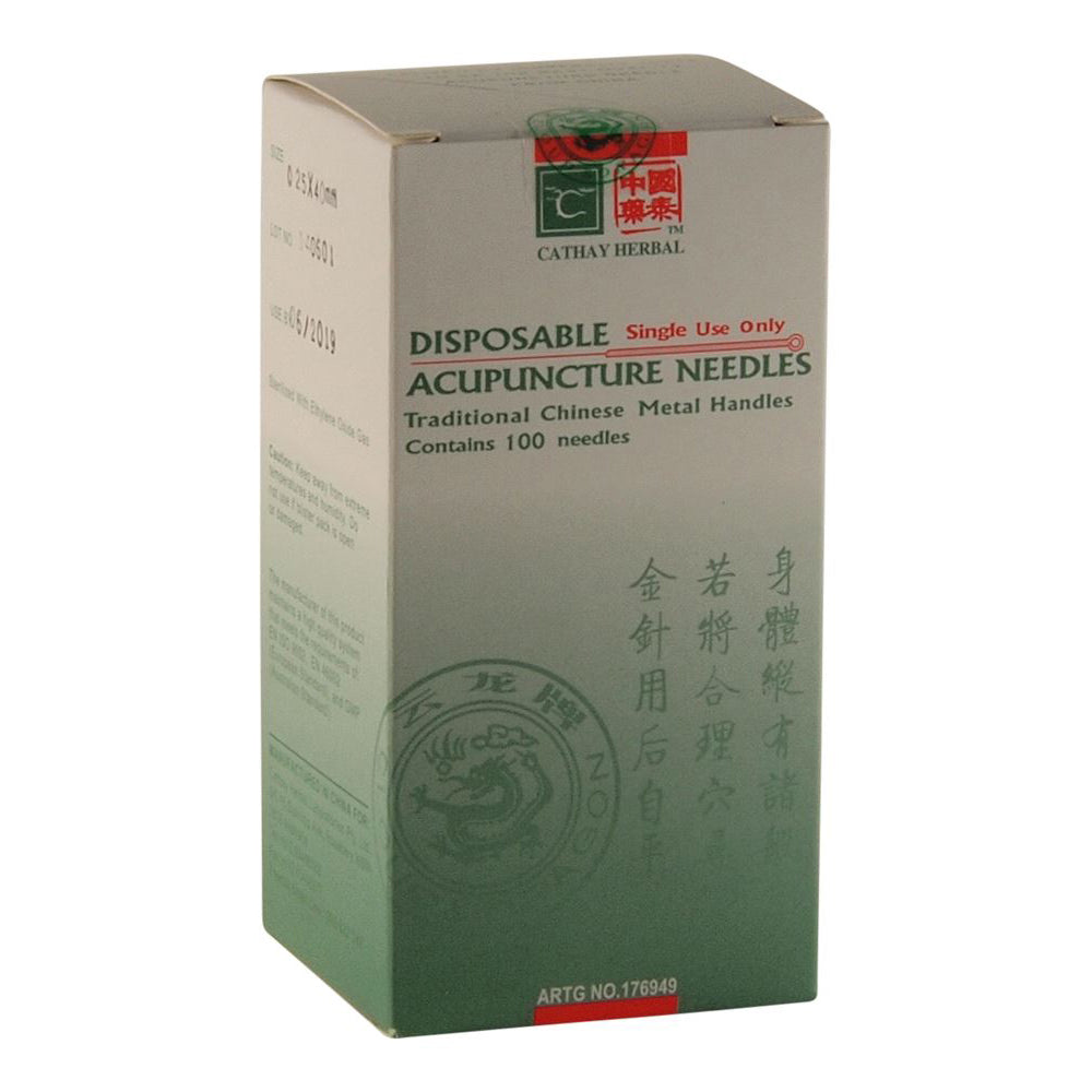 Cathay Herbal Acupuncture Cloud & Dragon Disposable Needles 0.25 x 40mm (with guide tube) x100 Pack
