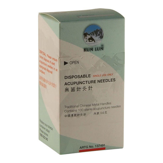 Cathay Herbal Acupuncture Kun Lun Disposable Needles 0.30 x 50mm (with guide tubes) x 100 Pack