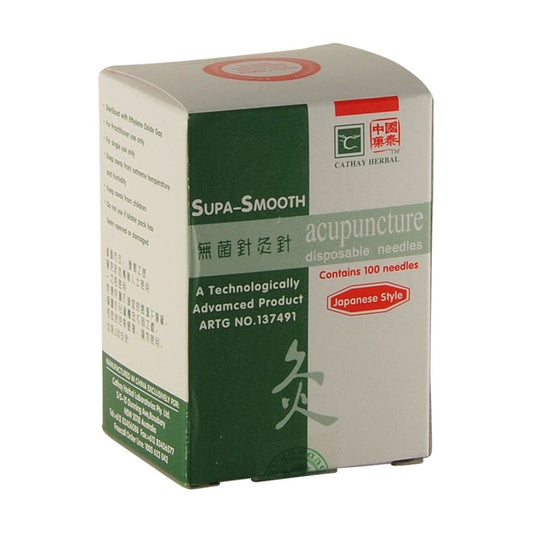 Cathay Herbal Acupuncture Supa-Smooth Disposable Needles 0.18 x 30mm (with guide tube) x 100 Pack