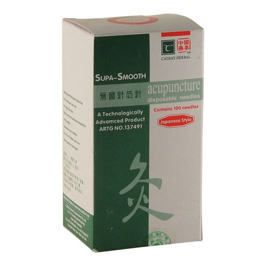 Cathay Herbal Acupuncture Supa-Smooth Disposable Needles 0.18 x 40mm (with guide tube) x 100 Pack