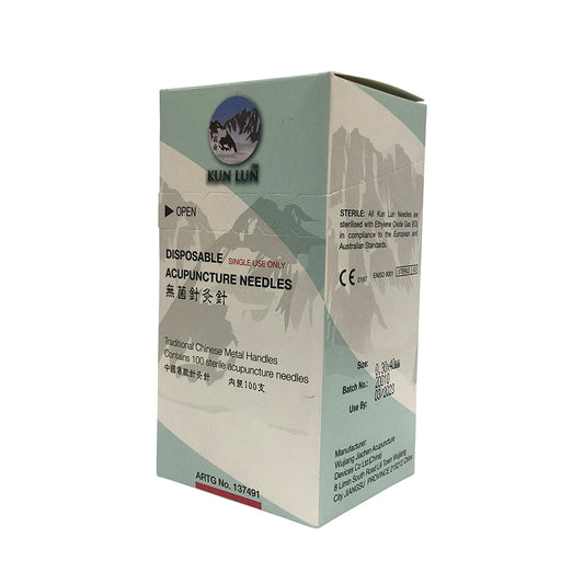 Cathay Herbal Acupuncture Kun Lun Disposable Needles 0.30 x 40mm (with guide tubes) x 100 Pack