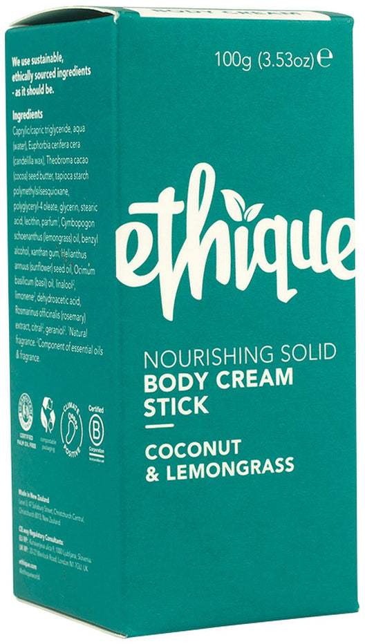 Ethique Ethique Body Cream Stick Nourishing Solid Coconut & Lemongrass 100g  SELL THROUGH