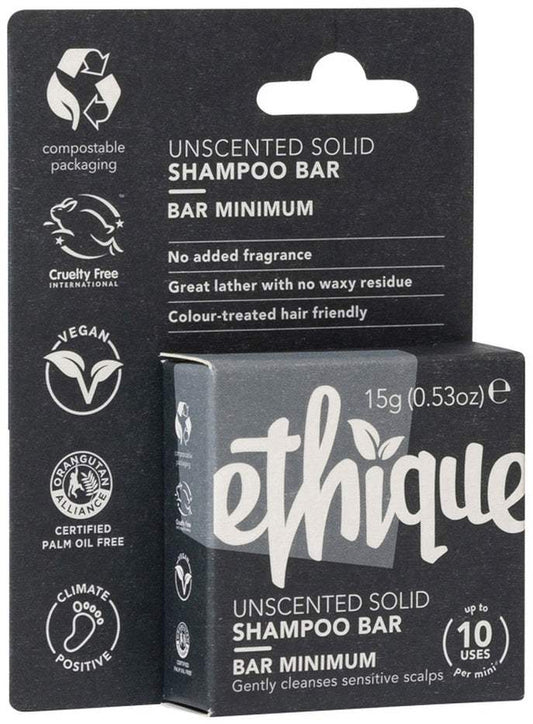 Ethique Ethique Bar Shampoo Solid Bar Minimum (Gently Cleanses Sensitive Scalps) Unscented 15g  SELL THROUGH