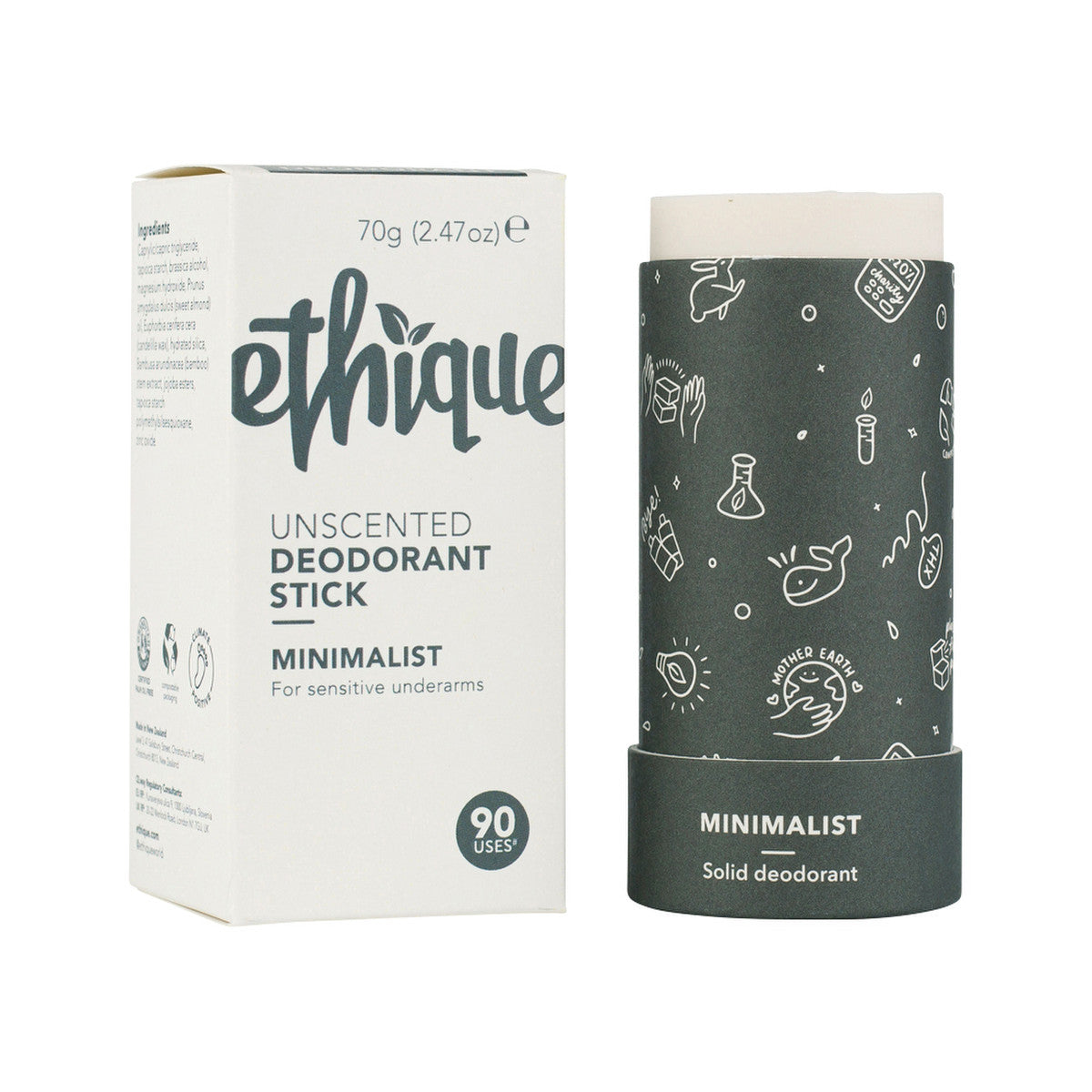 Ethique Deodorant Stick Minimalist Unscented (For Sensitive Underarms) 70g  SELL THROUGH
