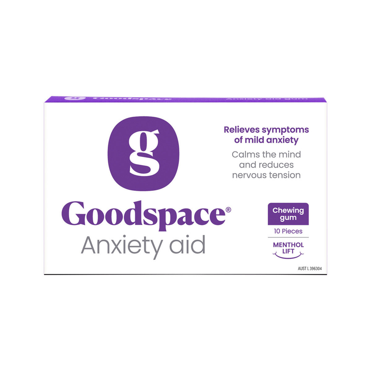 Goodspace Anxiety Aid Chewing Gum Menthol Lift 10pc Sleeve x 12 Display