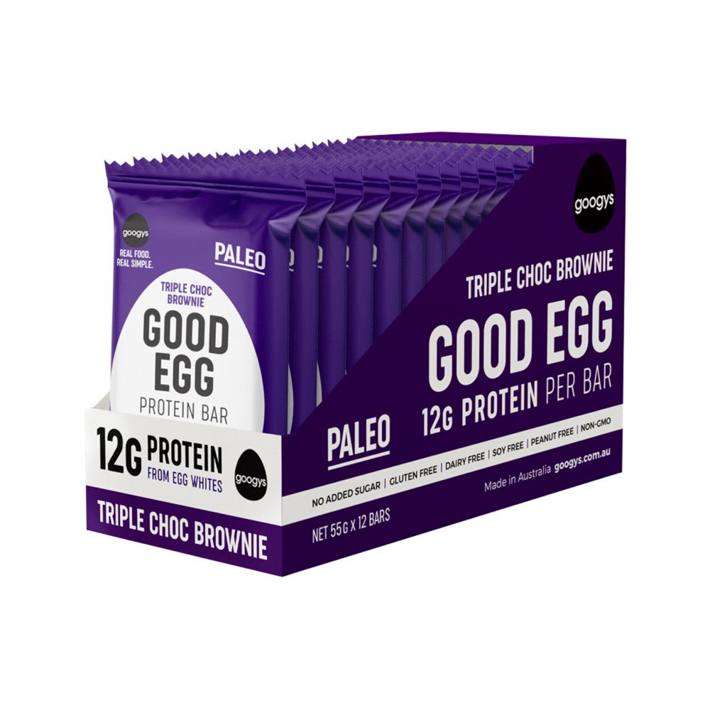 Googys Googys Good Egg Protein Bar Triple Choc Brownie 55g x 12 Display