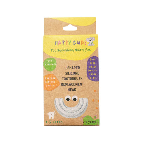 Happy Bubs Happy Bubs Toothbrush Silicone U Shaped Replacement Head x 3 Pack (2-6 Years)