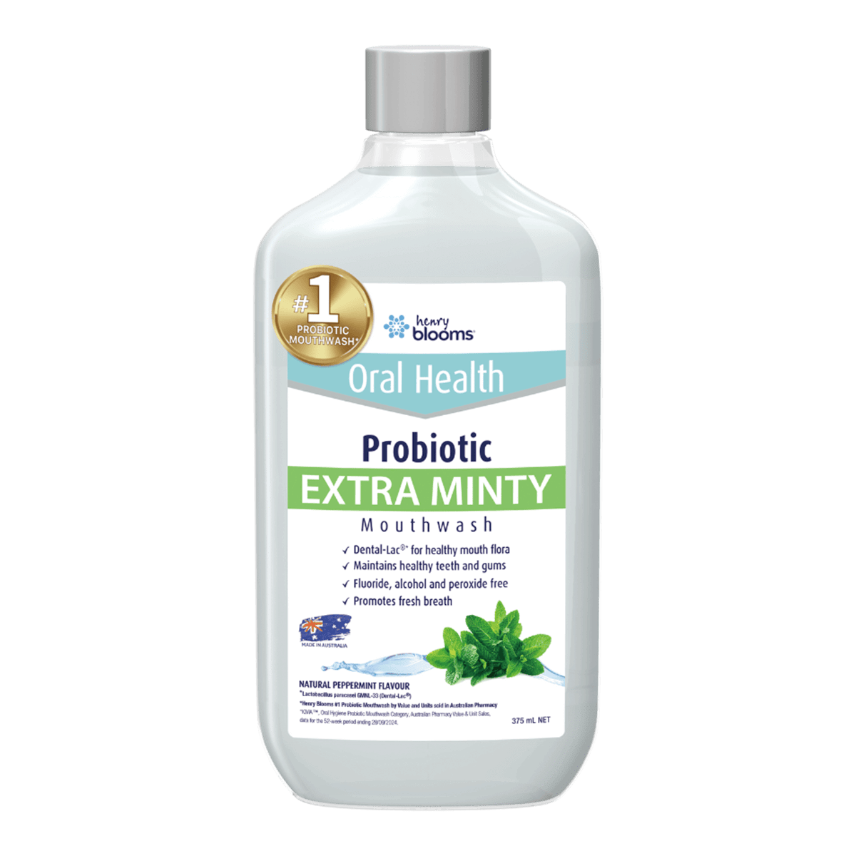 Henry Blooms Probiotic Extra Minty Mouthwash