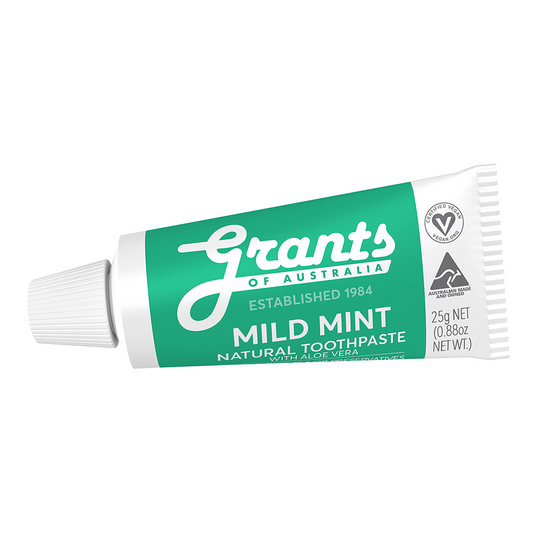 Grants Grants Of Australia Natural Toothpaste Mild Mint with Aloe Vera Travel Size 25g x 12 Display