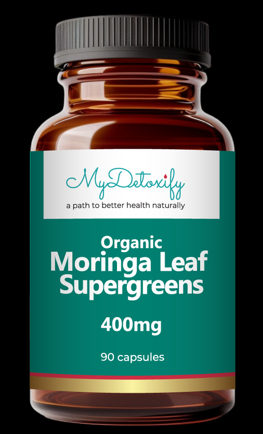 MYDETOXIFY ORGANIC MORINGA LEAF SUPERGREENS 400MG 90C