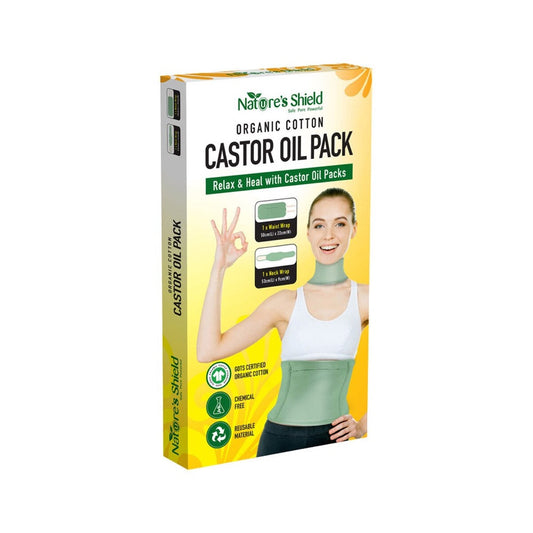 Natures Shield Natures Shield Organic Cotton Castor Oil Pack Waist Wrap (50cm x 22cm) + Neck Wrap (53cm x 9cm)