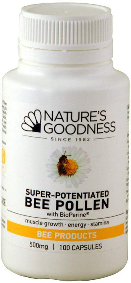 Natures Goodness Natures Goodness Super-Potentiated Bee Pollen with BioPerine 500mg 100c