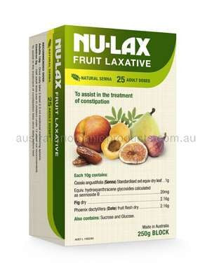 Nulax Nu-Lax Natural Fruit Laxative with Natural Senna Block 250g  SELL THRU-NEW SKU 2426523