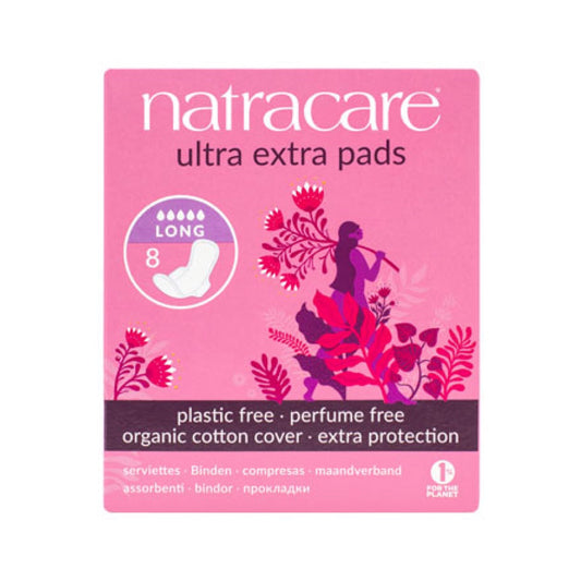 Natra Care Natracare Ultra Extra Pads Long with Organic Cotton Cover x 8 Pack