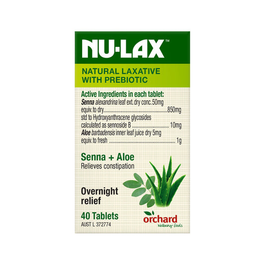 Nu-Lax Natural Laxative Senna + Aloe 40t  SELL THRU-NEW SKU 2454090