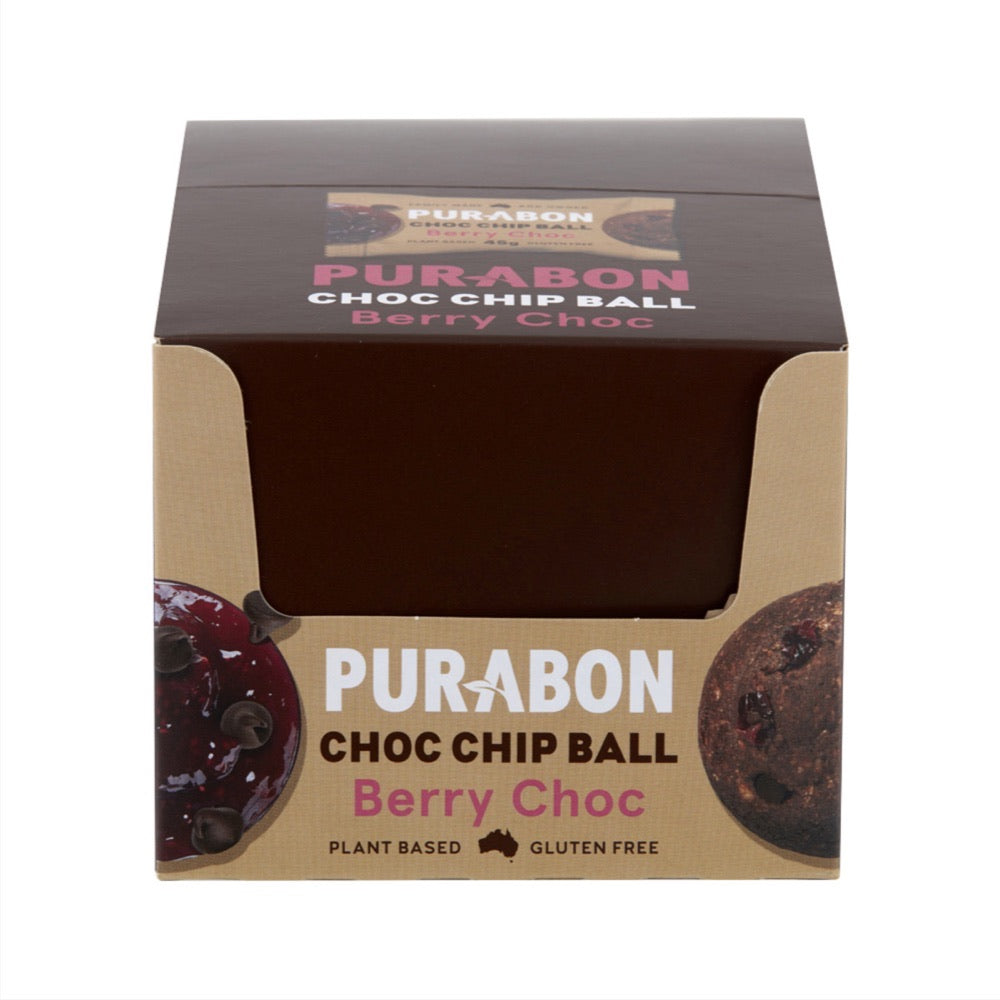 Purabon Purabon Choc Chip Balls Berry Choc Chip 45g x 12 Display