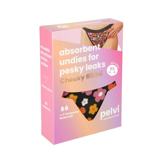 Pelvi Pelvi Leakproof Underwear Cheeky Bikini Floral XS  SELL THROUGH