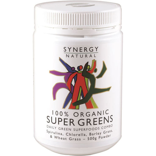 Synergy Natural Synergy Natural Organic Super Greens (Spirulina Chlorella Barley Grass & Wheat Grass) Powder 500g