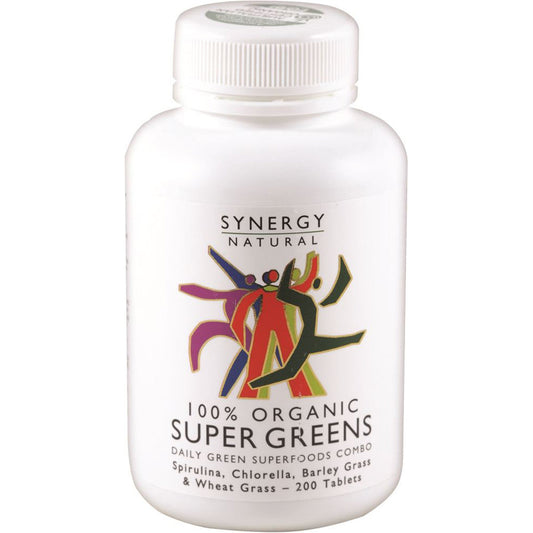 Synergy Natural Synergy Natural Organic Super Greens (Spirulina Chlorella Barley Grass & Wheat Grass) 200t