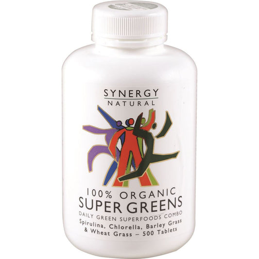 Synergy Natural Synergy Natural Organic Super Greens (Spirulina Chlorella Barley Grass & Wheat Grass) 500t
