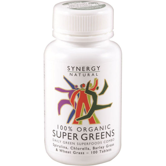 Synergy Natural Synergy Natural Organic Super Greens (Spirulina Chlorella Barley Grass & Wheat Grass) 100t