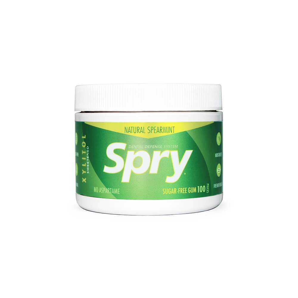 Spry Dental Spry Xylitol Sweetened Sugar-Free Chewing Gum Spearmint Tub x 100 Pieces