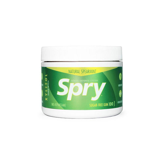 Spry Dental Spry Xylitol Sweetened Sugar-Free Chewing Gum Spearmint Tub x 100 Pieces