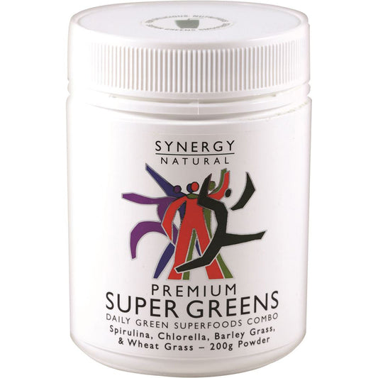 Synergy Natural Premium Super Greens (Spirulina Chlorella Barley Grass & Wheat Grass) Powder 200g
