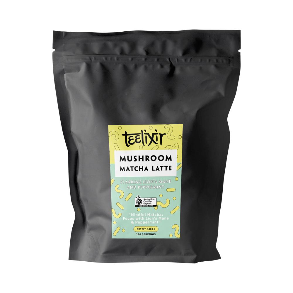 TEELIXIR ORGANIC MUSHROOM MATCHA LATTE (STARRING LIONS MANE AND PEPPERMINT) 1000G