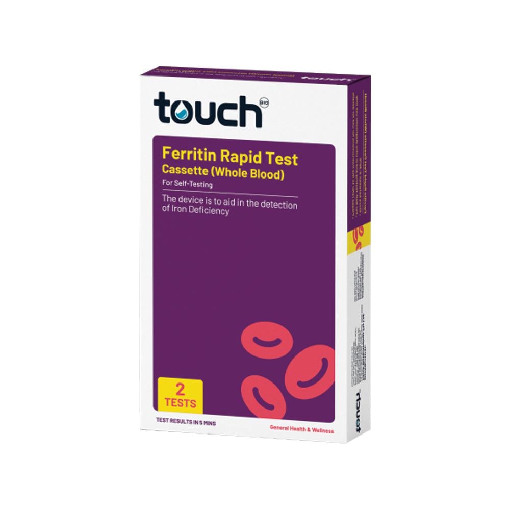 TOUCH BIO SELF TEST KIT - FERRITIN RAPID TEST CASSETTE (WHOLE BLOOD) IRON DEFICIENCY X 2 TESTS