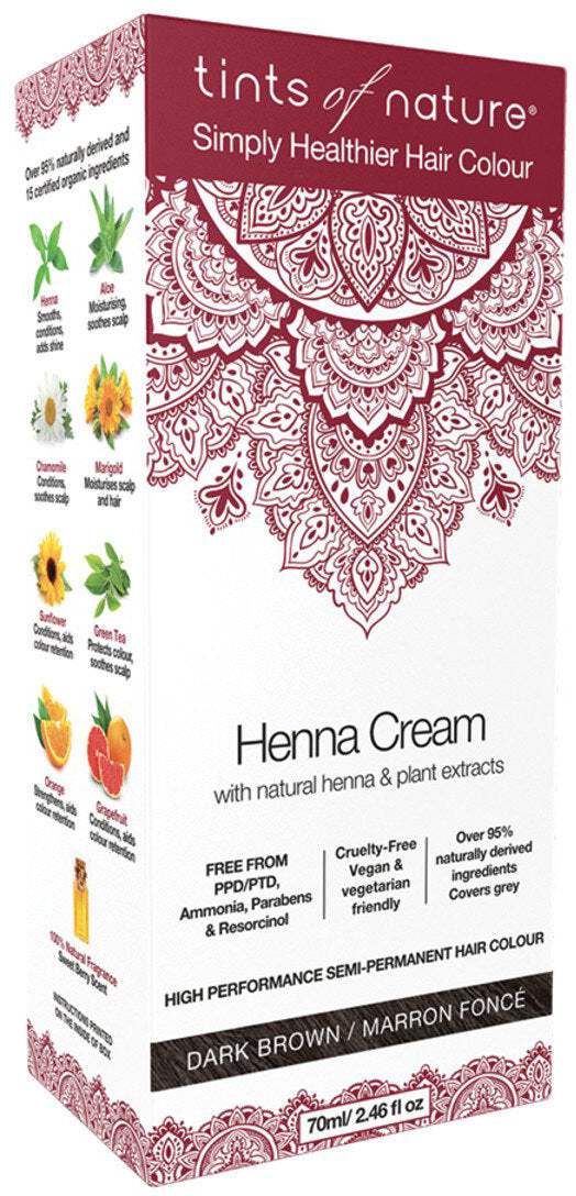 Tints of Nature Henna Cream (Semi-Permanent Hair Colour) Dark Brown 70ml