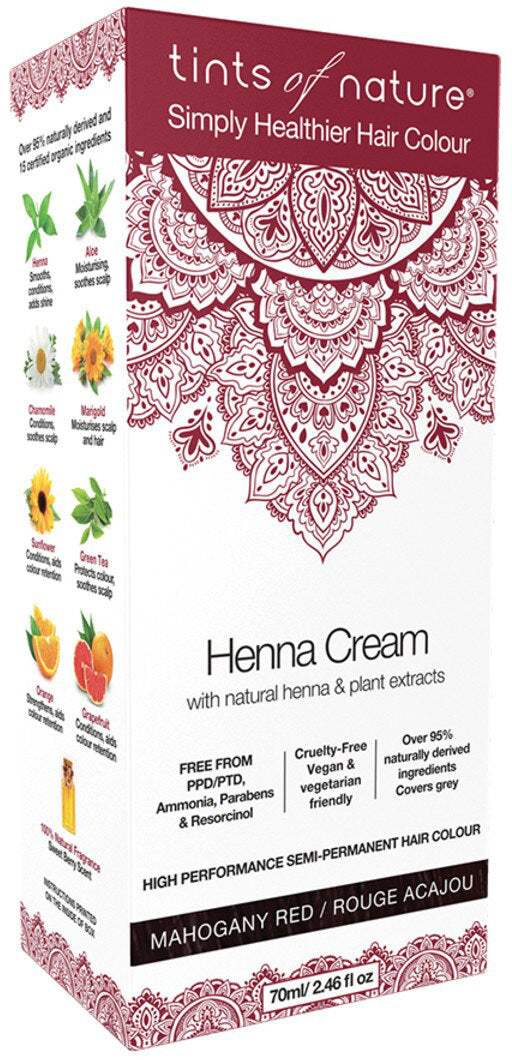 Tints of Nature Henna Cream (Semi-Permanent Hair Colour) Mahogany Red 70ml