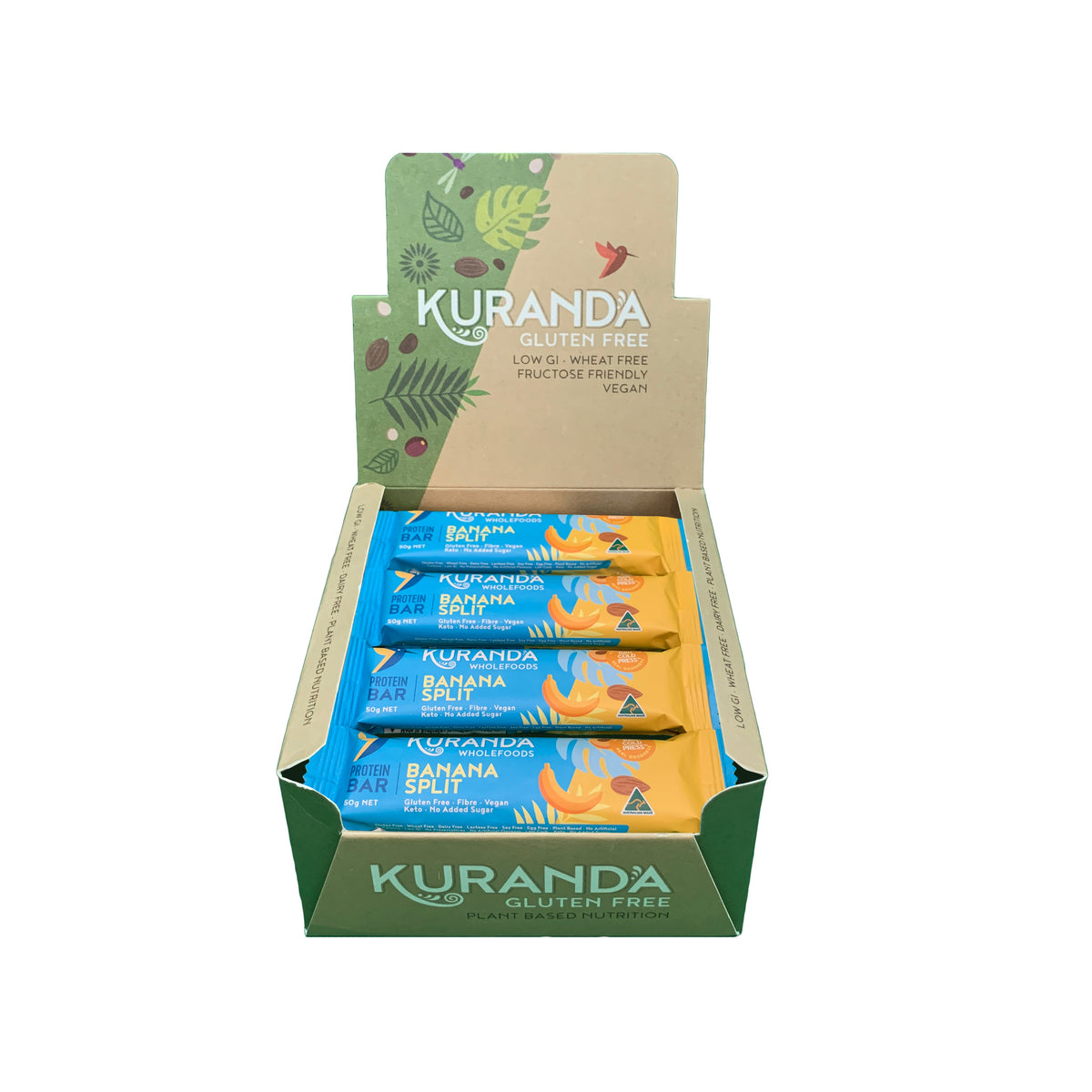Kuranda Wholefoods Gluten Free Protein Bars Banana Split 50g x 16 Display