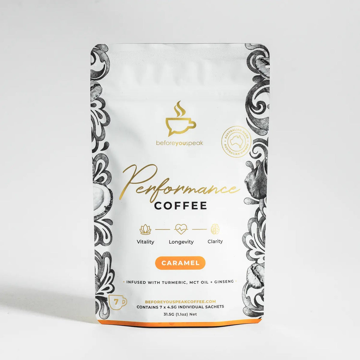 Beforeyouspeak Before You Speak Performance Coffee Caramel 4.5g x 7 Pack